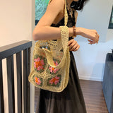 將圖片載入圖庫檢視器 Womens Straw Beach Shoulder Bags Purse-Showtown