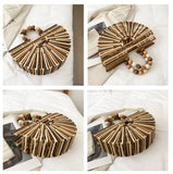 Carica l&#39;immagine nel visualizzatore di Gallery, Wooden Bead Handle Bamboo Clutch Bag-Showtown