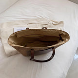 Laden Sie das Bild in den Galerie-Viewer, Woven Straw Beach Basket Tote Bag With Leather Handles-Showtown