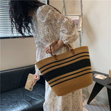 Load image into Gallery viewer, Woven Straw Tote Bag With Bamboo Handles-Showtown