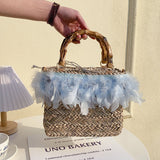 Load image into Gallery viewer, Straw Bag Bamboo Handle-Showtown