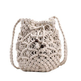 Load image into Gallery viewer, Black White Summer Woven Beach Bucket Bag Purse -Showtown