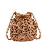 Load image into Gallery viewer, Black White Summer Woven Beach Bucket Bag Purse -Showtown