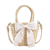 이미지를 갤러리 뷰어에 로드 , Bow Decor Small Crossbody Straw Tote Bags For Summer -Showtown