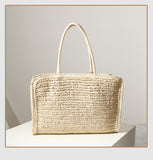 Load image into Gallery viewer, Straw Tote Bag With Pom Pom - Showtown